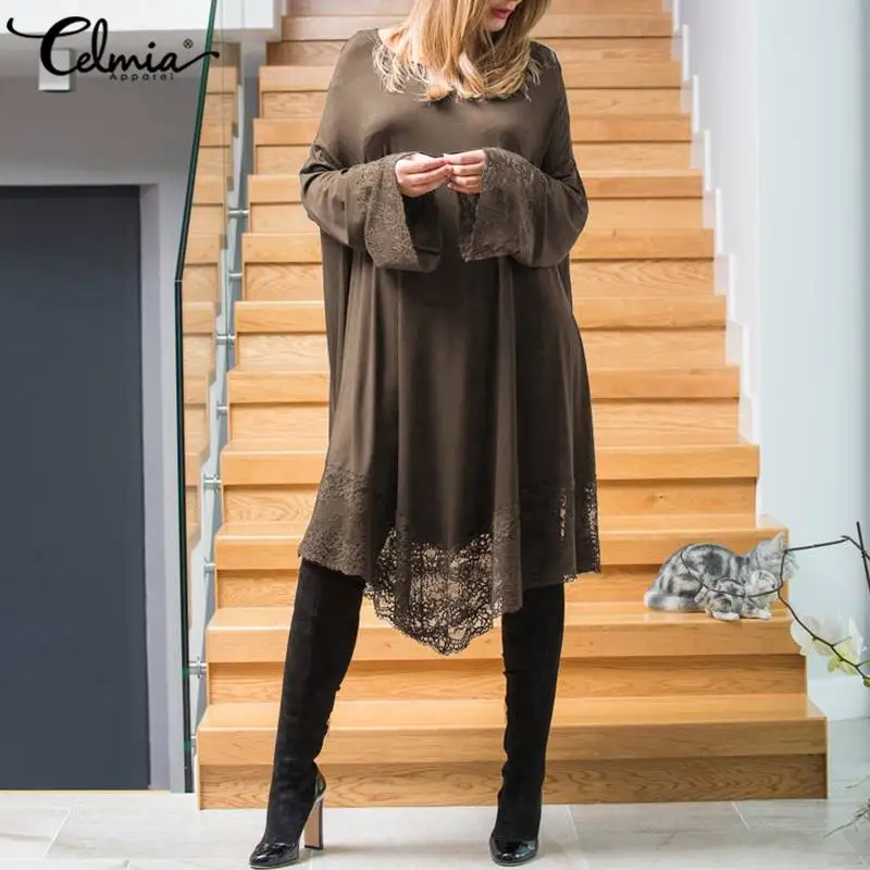 Celmia 2021 Summer Women Midi Dress Sexy See Through Lace Stitching Dresses Female Loose Long Sleeve Asymmetrical Vestidos
Celmia 2021 Summer Women Midi Dress Sexy See Through Lace Stitching Dresses Female Loose Long Sleeve Asymmetrical Vestidos