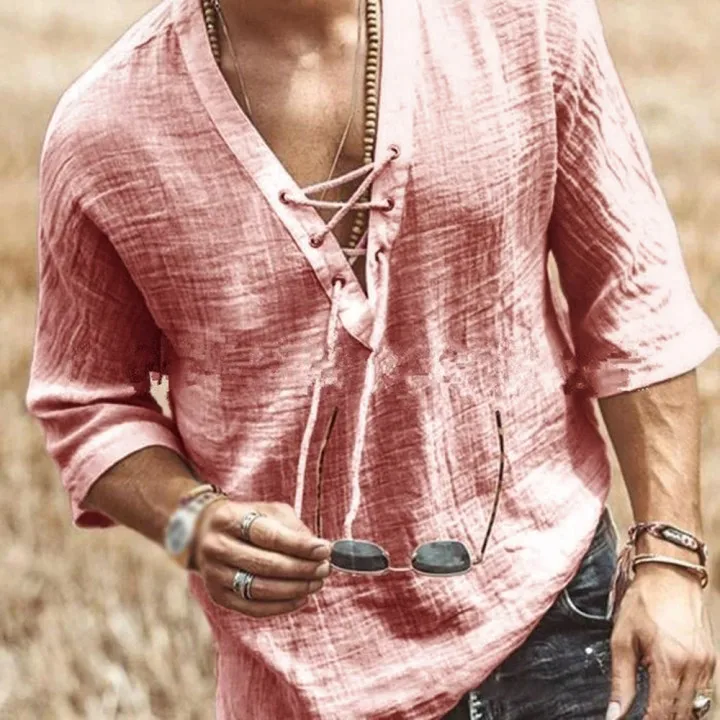 Summer Men Linen Cotton T Shirt Men Mid-Sleeve V-neck Breathable Soft Loose Thin White T-shirt Men Asian Size L-XXXL
Summer Men Linen Cotton T Shirt Men Mid-Sleeve V-neck Breathable Soft Loose Thin White T-shirt Men Asian Size L-XXXL