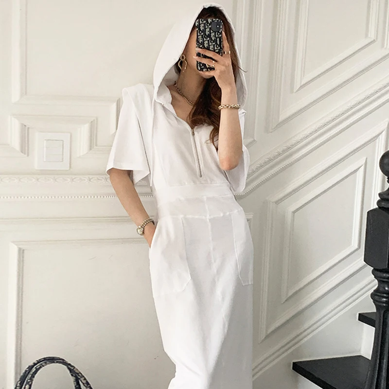 Women Dress 2021 Summer Korea Chic Simple Temperament Hooded Big Pocket Zipper Design High Waist Slim Split Long Vestido
Women Dress 2021 Summer Korea Chic Simple Temperament Hooded Big Pocket Zipper Design High Waist Slim Split Long Vestido