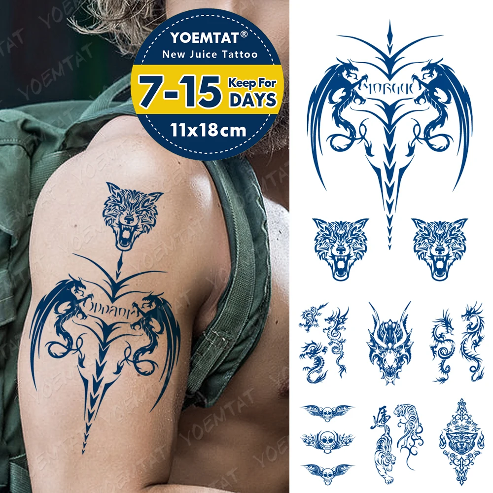 Juice Ink Tattoos Body Art Lasting Waterproof Temporary Tattoo Sticker Dragon Scorpion Totem Tatoo Wolf Arm Fake Tatto Women Men
Juice Ink Tattoos Body Art Lasting Waterproof Temporary Tattoo Sticker Dragon Scorpion Totem Tatoo Wolf Arm Fake Tatto Women Men