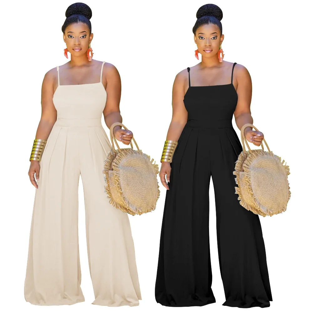 Fashion Pure Color Women Spaghetti Strap Jumpsuits 2021 Summer New Arivals Sleeveless Backless High Waist Pleated Loose Rompers
Fashion Pure Color Women Spaghetti Strap Jumpsuits 2021 Summer New Arivals Sleeveless Backless High Waist Pleated Loose Rompers