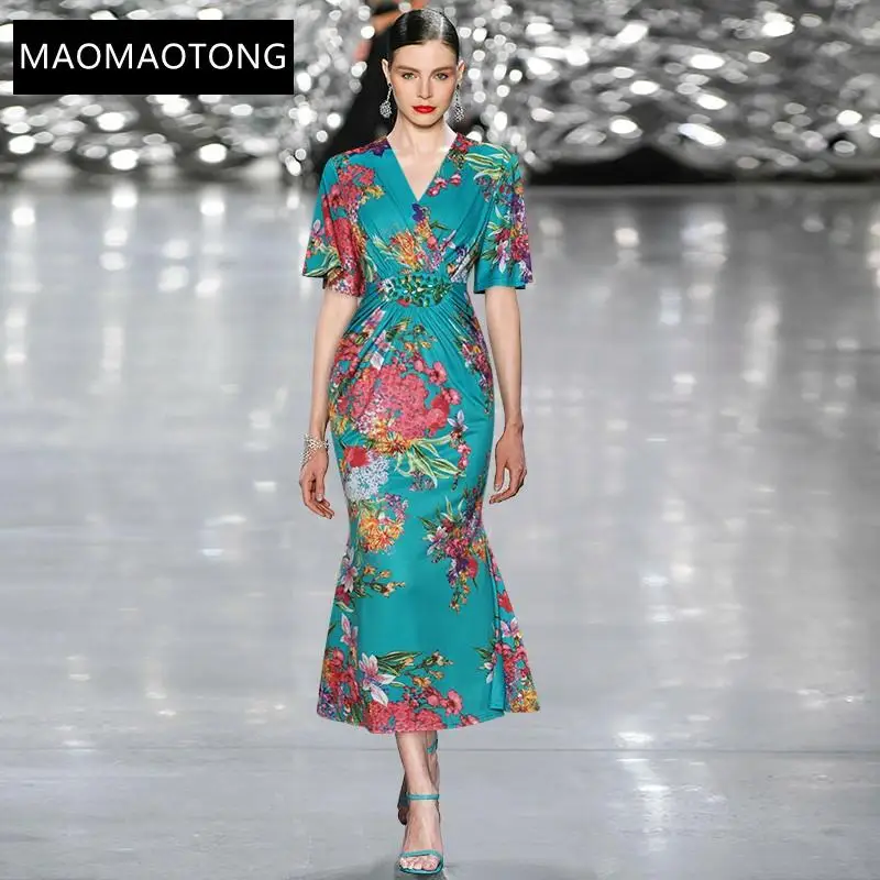 Women's Clothing Fashion Runway Summer Slim Party Mermaid Dress Women's V-neck Butterfly Sleeve Beading Floral Print Long Dress
Women's Clothing Fashion Runway Summer Slim Party Mermaid Dress Women's V-neck Butterfly Sleeve Beading Floral Print Long Dress