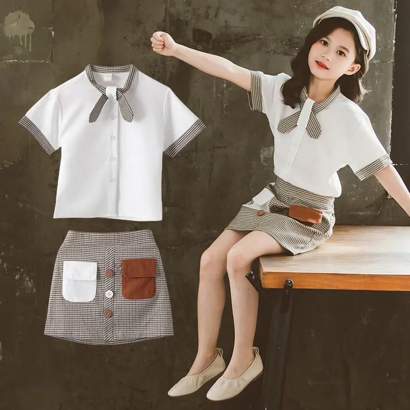 Little Girls Summer Bow Clothing Set Kids Girl Outfits Short Sleeve Shirt Tops + Button Mini Skirt Princess Children Clothes
Little Girls Summer Bow Clothing Set Kids Girl Outfits Short Sleeve Shirt Tops + Button Mini Skirt Princess Children Clothes