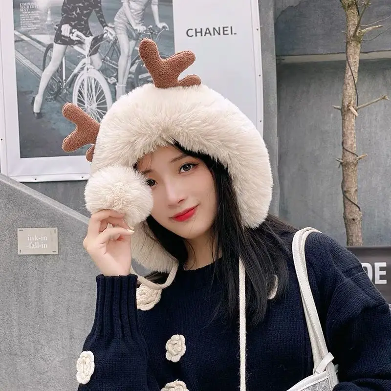 Lovely Fur Ball Antler Hat For Women's Winter Cycling With Thick Warm Ear-protectors Wool Strap Knitted Wool Hat
Lovely Fur Ball Antler Hat For Women's Winter Cycling With Thick Warm Ear-protectors Wool Strap Knitted Wool Hat