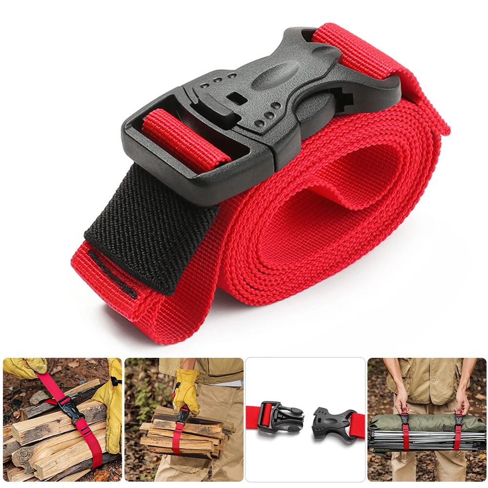 

Nylon Red Color Cargo Strap Luggage Fastener Belt Outdoor Camp Quick Release Buckle Reusable Fastening Cable Ties