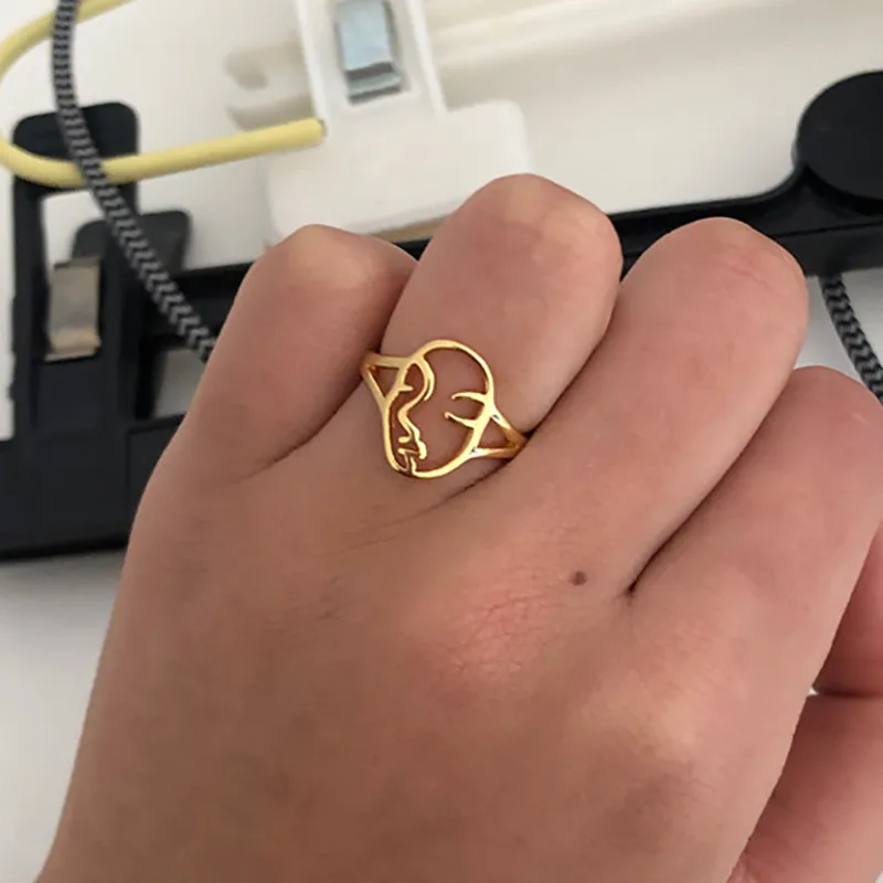 Simple Human Face Rings For Women Gold Stainless Steel Ring Adjust ment Couple Ring Female Finger Accessorise Jewelry Gift
Simple Human Face Rings For Women Gold Stainless Steel Ring Adjust ment Couple Ring Female Finger Accessorise Jewelry Gift