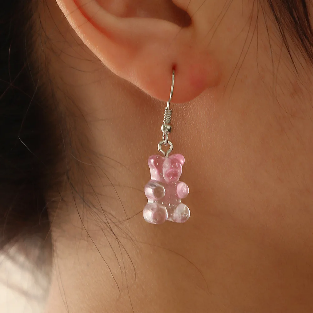 Fashionable Cute Girly Jelly Color Transparent Resin Bear Pendant Earrings Women's Mixed Color Eardrop Accessories Jewelry Gifts
Fashionable Cute Girly Jelly Color Transparent Resin Bear Pendant Earrings Women's Mixed Color Eardrop Accessories Jewelry Gifts