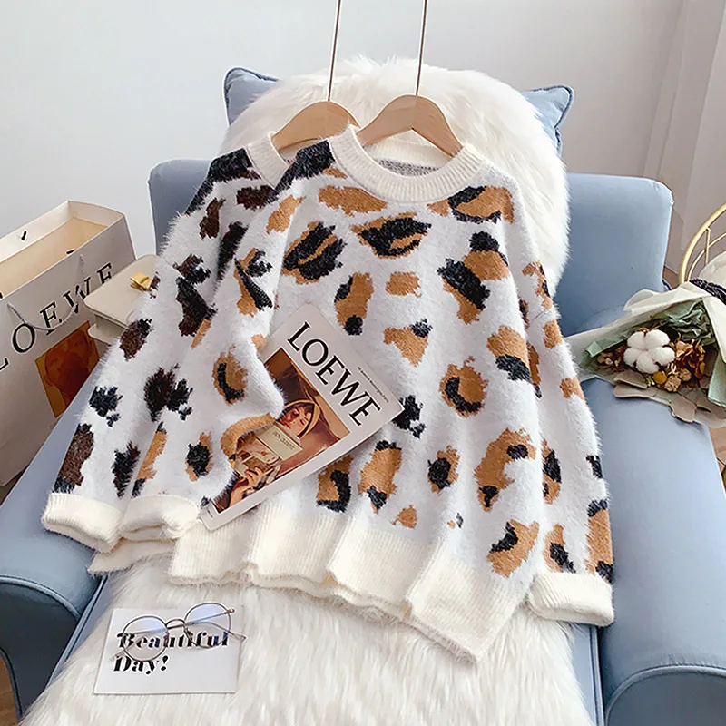 Leopard Mohair Sweater Pullover for Women 2021 New Loose O-neck Long Sleeve Jumpers Sweaters 2021 Autumn Winter Fashion J047
Leopard Mohair Sweater Pullover for Women 2021 New Loose O-neck Long Sleeve Jumpers Sweaters 2021 Autumn Winter Fashion J047