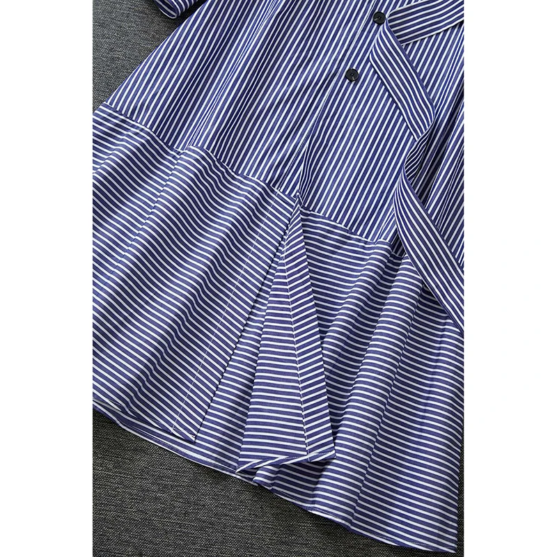 Autumn Fashion Designer Cotton Dress Women'sstriped Print Sashes Long Sleeve Cotton Office Lady Dresses
Autumn Fashion Designer Cotton Dress Women'sstriped Print Sashes Long Sleeve Cotton Office Lady Dresses