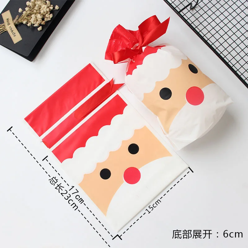 10pcs Merry Christmas Plastic Bags Cookie Candy Bag For Wedding Party Gift Stationery Packaging Envelopes | Канцтовары для офиса и
