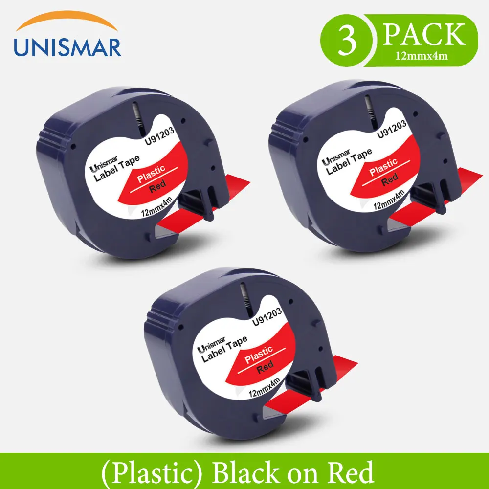 3PK for Dymo Letratag Tape 91203 12mm Black on Red Plastic Tapes 91333 91223 Label Tape Compatible Dymo LT-100H Label Printer
3PK for Dymo Letratag Tape 91203 12mm Black on Red Plastic Tapes 91333 91223 Label Tape Compatible Dymo LT-100H Label Printer