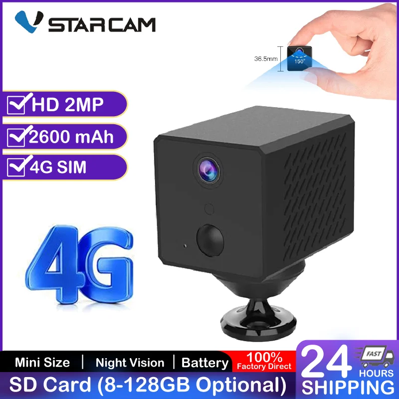 Vstarcam 4G SIM Card IP Camera Wireless Network Security Mini Camera 2MP HD Rechargeable Battery Powered 4G LTE Home PIR Alarm
Vstarcam 4G SIM Card IP Camera Wireless Network Security Mini Camera 2MP HD Rechargeable Battery Powered 4G LTE Home PIR Alarm