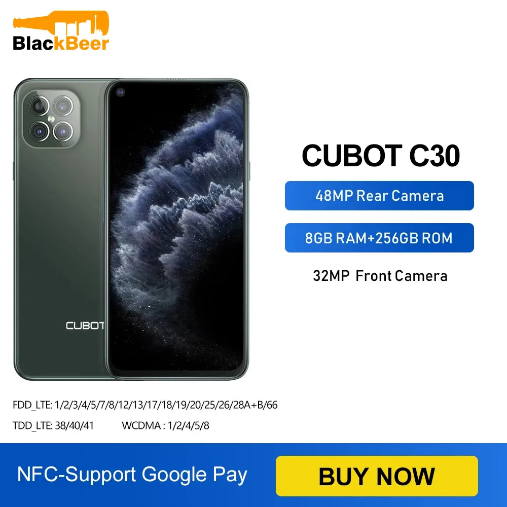 

Cubot C30 6.4 Inch Helio P60 MobilePhone Android 10 Octa Core Smartphone Global 4G LTE Cellphone 48MP Quad AI Camera 4200mAh NFC