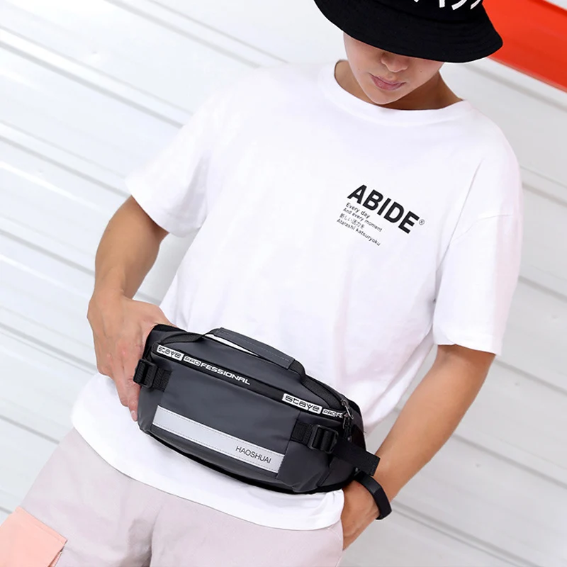 Nylon Men's Waist Bag New Fashion Unisex Fanny Pack Reflective Banana Belt Bags Casual Travel Waterproof Crossbody Chest Bags
Nylon Men's Waist Bag New Fashion Unisex Fanny Pack Reflective Banana Belt Bags Casual Travel Waterproof Crossbody Chest Bags