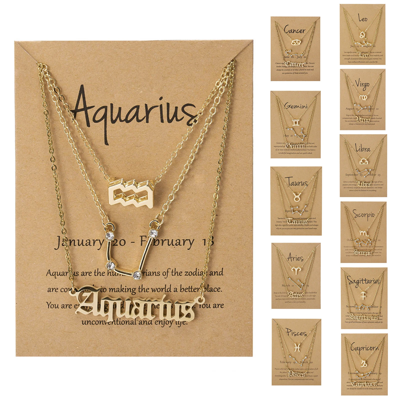 3Pcs Constellation Zodiac Layer Necklace For Women Zircon Necklaces Letter Pendant For Best Friend Birthday Jewelry Gifts
3Pcs Constellation Zodiac Layer Necklace For Women Zircon Necklaces Letter Pendant For Best Friend Birthday Jewelry Gifts