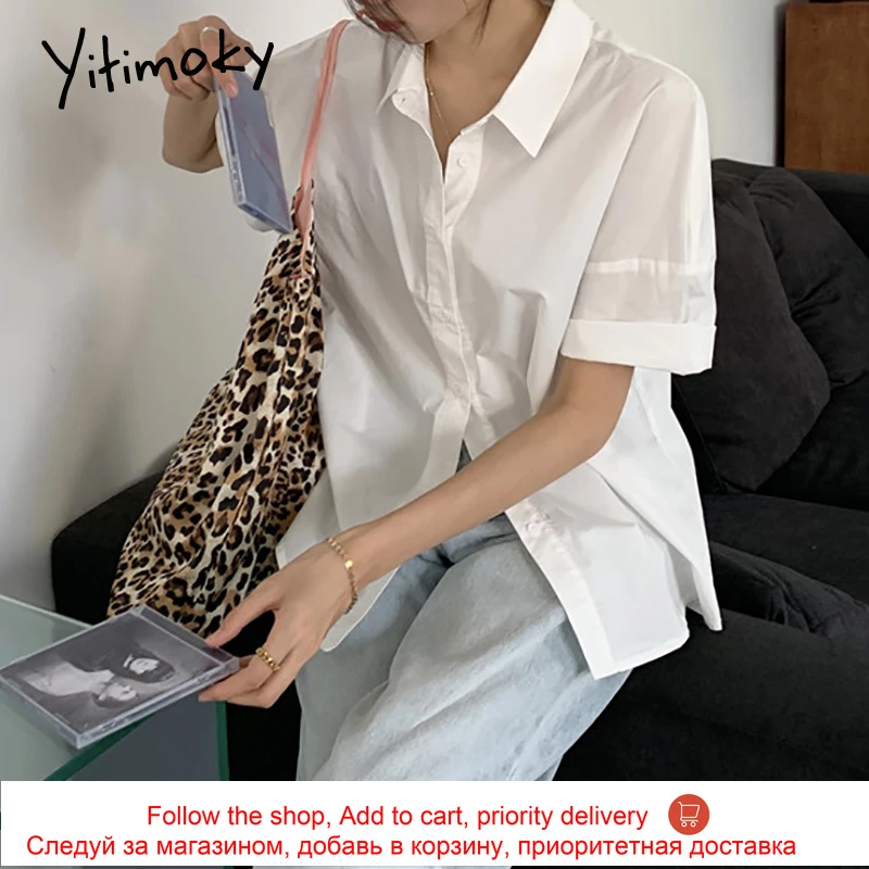 Yitimoky Button Up Shirt Women Blouse Korean Fashion Clothing Short Sleeve Ladies Tops Turn-down Collar Casual Summer 2021 New
Yitimoky Button Up Shirt Women Blouse Korean Fashion Clothing Short Sleeve Ladies Tops Turn-down Collar Casual Summer 2021 New