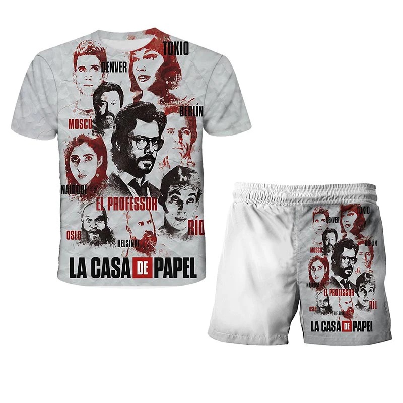 Spanish crime drama Money Heist Bella Ciao Grand Theft Cash T-shirt 3D-printed T-shirt and shorts set
Spanish crime drama Money Heist Bella Ciao Grand Theft Cash T-shirt 3D-printed T-shirt and shorts set