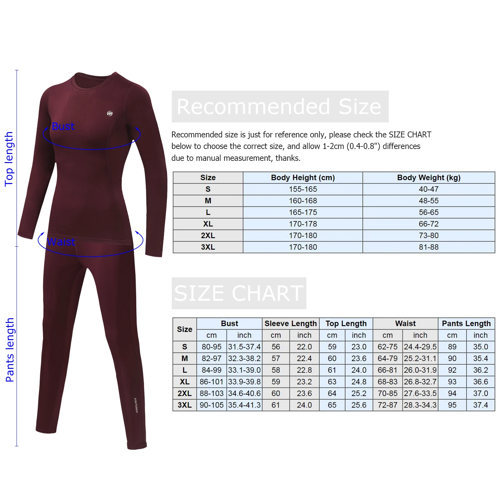 2PCS Women Thermal Underwear Set Winter Fleece Lining Thick Warm O Neck Long Sleeve Top Pants Long Johns Sets
2PCS Women Thermal Underwear Set Winter Fleece Lining Thick Warm O Neck Long Sleeve Top Pants Long Johns Sets