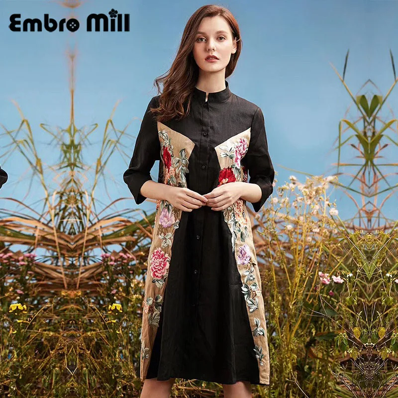 Chinese Style Single-Breasted Dress Retro Ramie Embroidery Flower Loose Women's Dress Plus Size M-4XL
Chinese Style Single-Breasted Dress Retro Ramie Embroidery Flower Loose Women's Dress Plus Size M-4XL