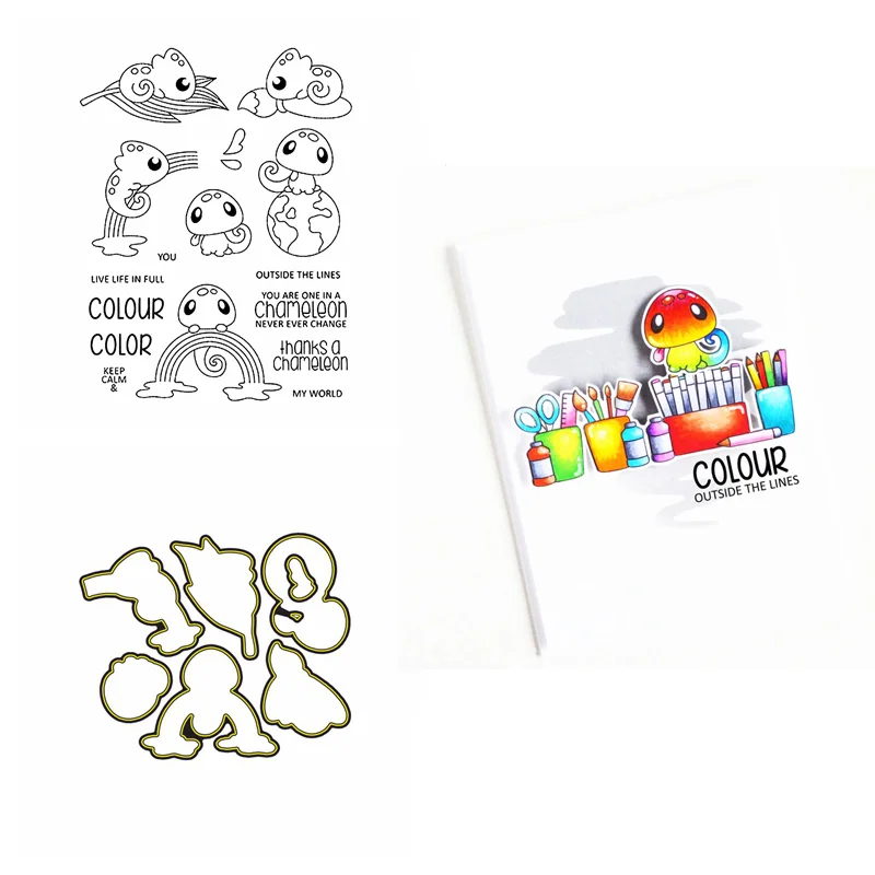 2pcs/lot Leaf Chameleon Full Rainbow Clear Stamps and Coordinating Metal dies Colour My World Stamp Set for DIY Scrapbooking
2pcs/lot Leaf Chameleon Full Rainbow Clear Stamps and Coordinating Metal dies Colour My World Stamp Set for DIY Scrapbooking