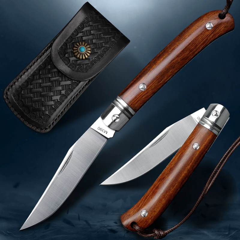 M390 steel folding knife with leather case and wooden handle pocket camping hunting knife outdoor camping survival fishing tool
M390 steel folding knife with leather case and wooden handle pocket camping hunting knife outdoor camping survival fishing tool