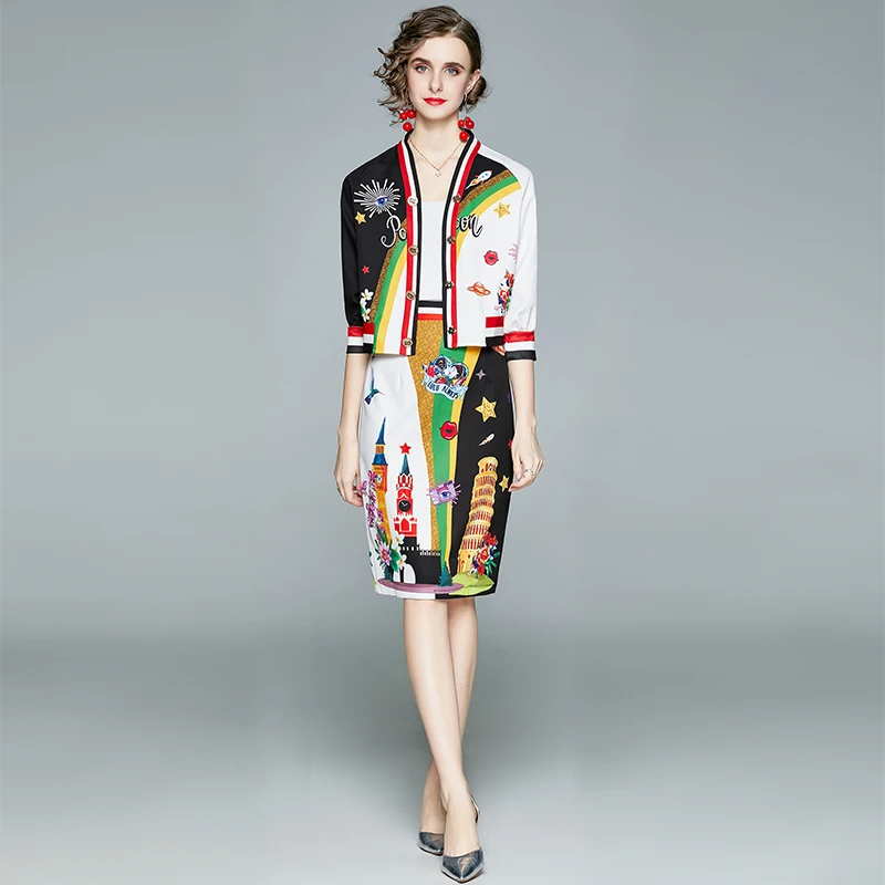 Женский винтажный Костюм-двойка, модельный Элегантный комплект из двух предметов, разноцветный топ и юбка, весна 2020 
Женский винтажный Костюм-двойка, модельный Элегантный комплект из двух предметов, разноцветный топ и юбка, весна 2020