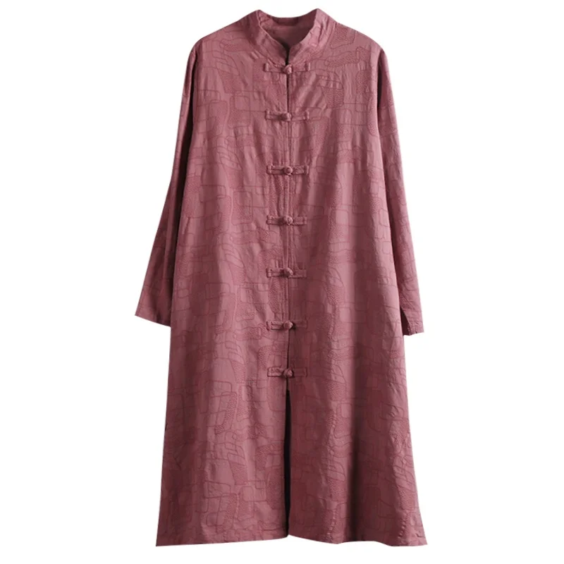 Chinese Style Clothing Women Autumn Long Jacket Gown Cotton Loose Full Sleeve Linen Kimono Vintage Tai Chi Clothing Teaism 
Chinese Style Clothing Women Autumn Long Jacket Gown Cotton Loose Full Sleeve Linen Kimono Vintage Tai Chi Clothing Teaism