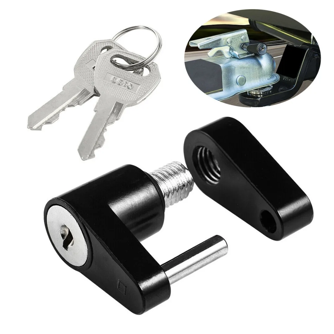 

Zinc Alloy 1/4" 3/4" Trailer Hitch Coupler Lock Anti-theft Locking Hauling Security Towing Tow Bar with 2 Keys