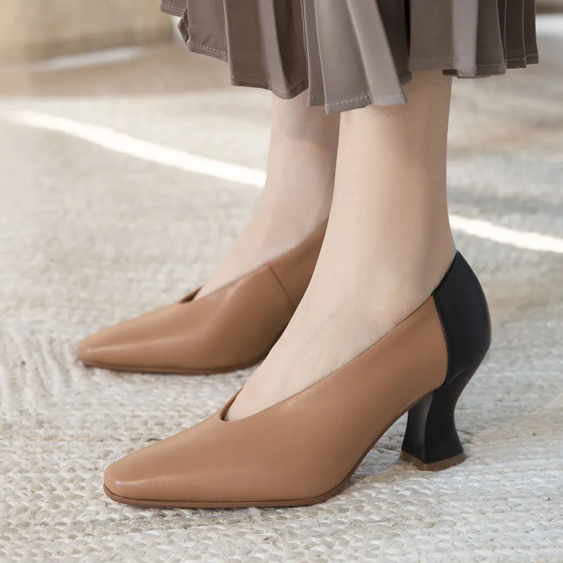 ANNYMOLI High Heels Women Pumps Natural Genuine Leather Strange Style High Heel Glove Shoes Cow Leather Square Toe Shoes Ladies
ANNYMOLI High Heels Women Pumps Natural Genuine Leather Strange Style High Heel Glove Shoes Cow Leather Square Toe Shoes Ladies