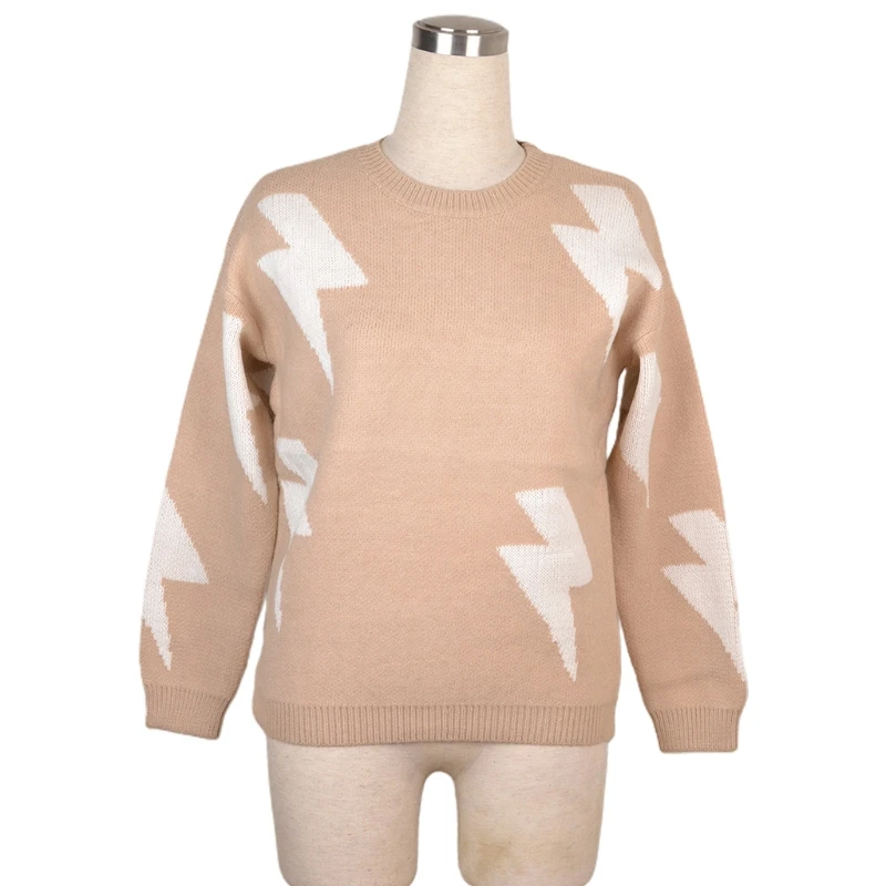 Women Long Sleeve Knitted Sweater Pullover Round Neck Stitching Pattern Loose Tops Tunic
Women Long Sleeve Knitted Sweater Pullover Round Neck Stitching Pattern Loose Tops Tunic