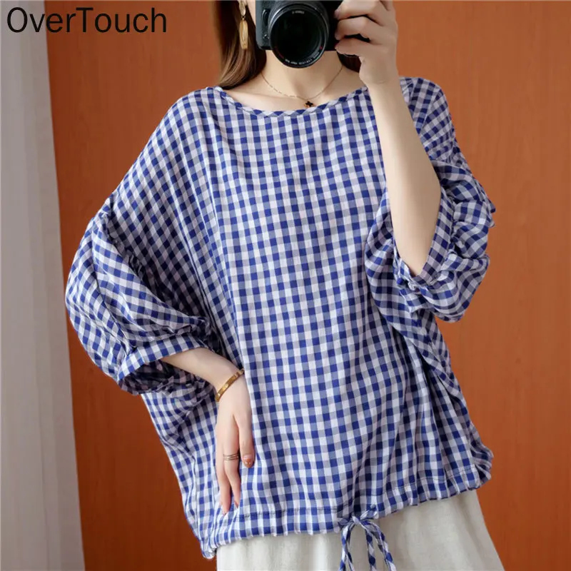 2021 Plus Size Women T-Shirt Style Ladies Linen Plaid Print Tee Shirt Slim Vintage Bat Fashion Summer Oversize Tops
2021 Plus Size Women T-Shirt Style Ladies Linen Plaid Print Tee Shirt Slim Vintage Bat Fashion Summer Oversize Tops