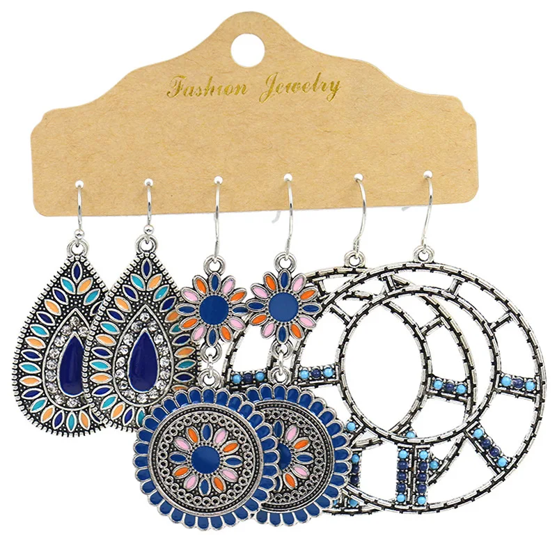 Boho Multicolor Drop Earrings set for Woman Wedding Vintage Geometry Big Round Hollow Flower Crystal Hanging Earrings Jewelry
Boho Multicolor Drop Earrings set for Woman Wedding Vintage Geometry Big Round Hollow Flower Crystal Hanging Earrings Jewelry