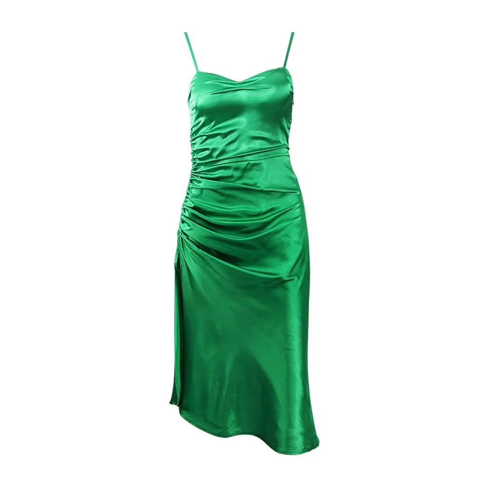 Spaghetti Strap V Neck Sleeveless Asymmetry Satin Dress Off-shoulder Backless High Split Side Drawstring Club Outfits for Women
Spaghetti Strap V Neck Sleeveless Asymmetry Satin Dress Off-shoulder Backless High Split Side Drawstring Club Outfits for Women