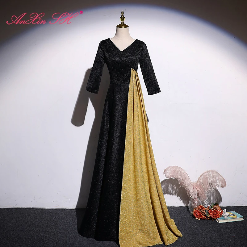 AnXin SH princess black and yellow sparkly evening Dress vintage v neck stage performance half sleeve a line evening dress
AnXin SH princess black and yellow sparkly evening Dress vintage v neck stage performance half sleeve a line evening dress
