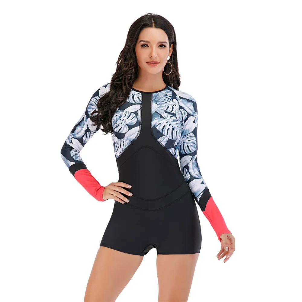 Long Sleeve Rash Guard Women Print Swimwear Shorts Panties One Piece Swimsuit Zipper Surfing Suit Pad Bathing Suits UV Protect
Long Sleeve Rash Guard Women Print Swimwear Shorts Panties One Piece Swimsuit Zipper Surfing Suit Pad Bathing Suits UV Protect