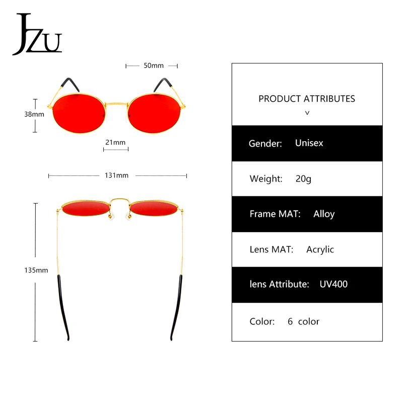 JZU 2019 Oval Women Sunglasses Men Glasses Lady Luxury Retro Metal classic Sun Glasses Vintage Mirror UV400 oculos de sol
JZU 2019 Oval Women Sunglasses Men Glasses Lady Luxury Retro Metal classic Sun Glasses Vintage Mirror UV400 oculos de sol