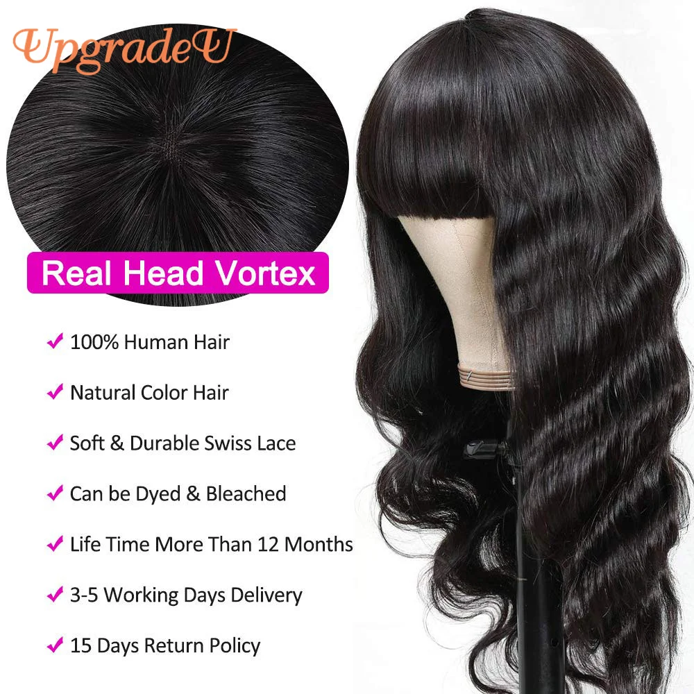 UpgradeU 26inch Body Wave Human Hair Wig With Bangs 150 Density Full Machine Made Fringe Wig Human Hair For Black Women
UpgradeU 26inch Body Wave Human Hair Wig With Bangs 150 Density Full Machine Made Fringe Wig Human Hair For Black Women