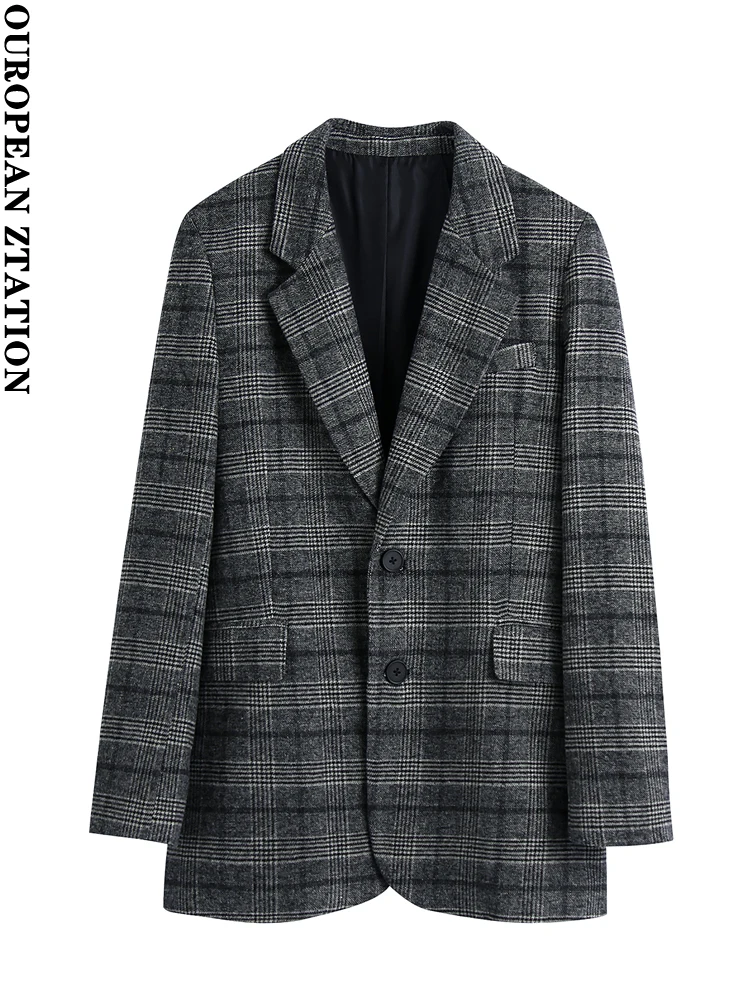 Women 2021 za fashion straight fit check blazer coat vintage long sleeve flap pockets female outerwear chic veste femme
Women 2021 za fashion straight fit check blazer coat vintage long sleeve flap pockets female outerwear chic veste femme
