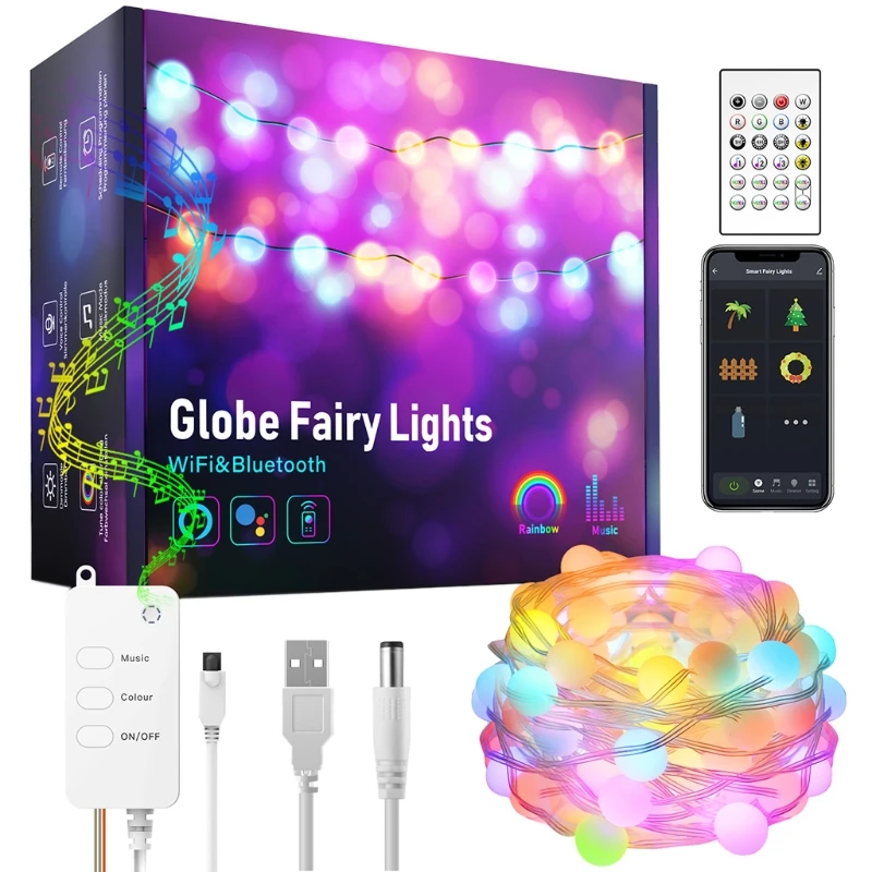 Smart WiFi Globe Fairy Light Patio Garden Luminous Leather LED String Lamp Halloween Christmas Party Room Decor APP Control
Smart WiFi Globe Fairy Light Patio Garden Luminous Leather LED String Lamp Halloween Christmas Party Room Decor APP Control