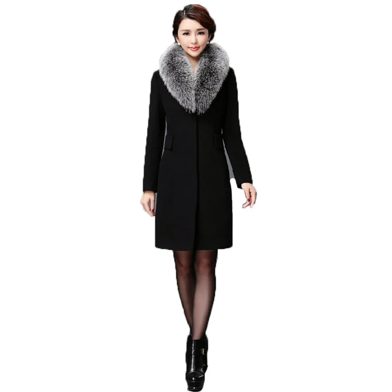 Woolen Coat Women 2021 New Autumn Winter Khaki Black Fur Collar Fashion Tops Plus Size Slim Temperament Long Blends Jacket GH518
Woolen Coat Women 2021 New Autumn Winter Khaki Black Fur Collar Fashion Tops Plus Size Slim Temperament Long Blends Jacket GH518