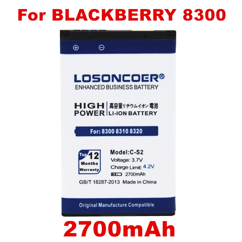 LOSONCOER 2700 мАч C-S2 для Blackberry Curve 8300 8310 8320 8330 8520 8530 8700 8703E 9300 9330 аккумулятор + номер