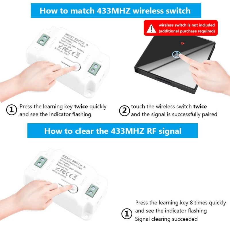 WiFi+433 Smart Home Wifi Wireless Remote Switch Breaker Relay LED Light Controller Module Work With Alexa Google Home Tuya APP
WiFi+433 Smart Home Wifi Wireless Remote Switch Breaker Relay LED Light Controller Module Work With Alexa Google Home Tuya APP