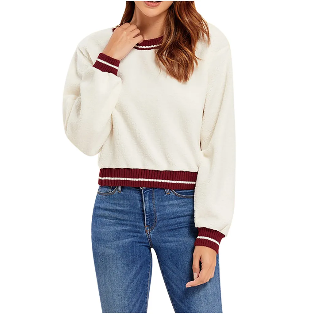 Women's Sweaters Fashion Womens Casual Cashmere Patchwork Long Sleeve Tops O-neck Slim Sweater Harajuku Cute Hedging Thick Roun 
Women's Sweaters Fashion Womens Casual Cashmere Patchwork Long Sleeve Tops O-neck Slim Sweater Harajuku Cute Hedging Thick Roun