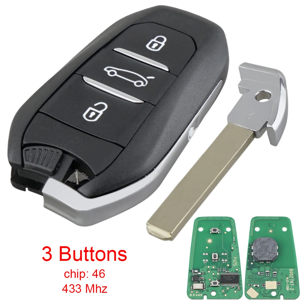 433MHz 3 Buttons Car Key Remote Key Fob Smart Keyless with 46 Chip Auto Key Replacement Fit for Peugeot 308 408 508 5008
433MHz 3 Buttons Car Key Remote Key Fob Smart Keyless with 46 Chip Auto Key Replacement Fit for Peugeot 308 408 508 5008