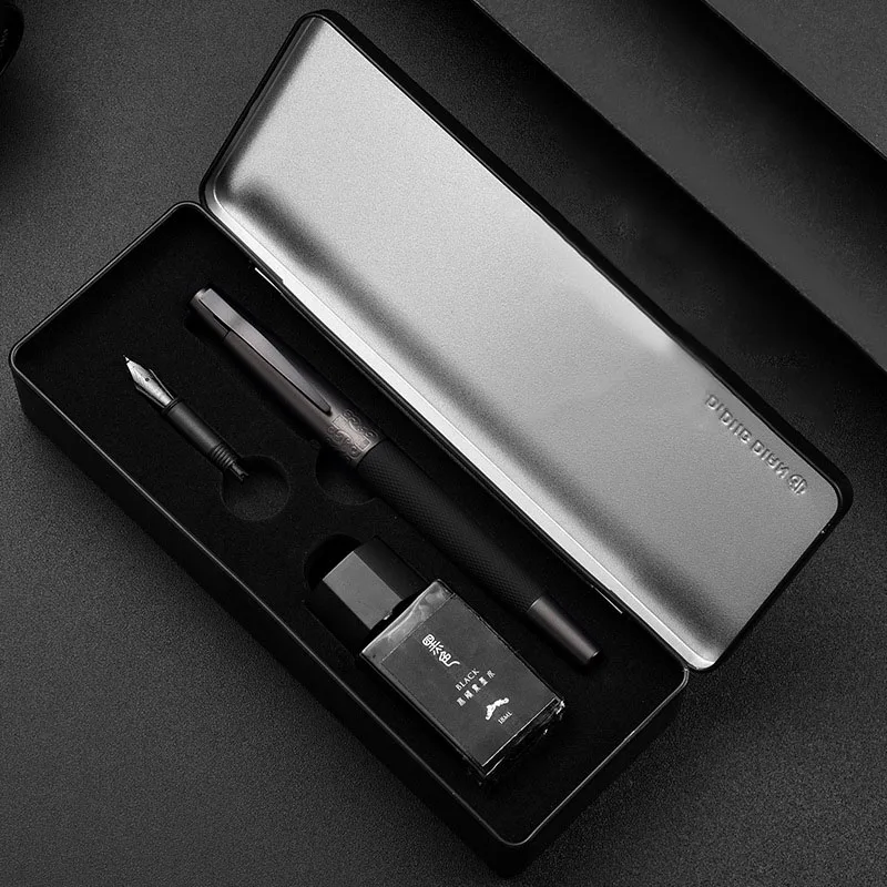 Matte Black Metal Fountain Pen Set Extra Fine Nib Classic Design 18ML Ink Gifts Pen Box School Office Business Writing Supplies
Matte Black Metal Fountain Pen Set Extra Fine Nib Classic Design 18ML Ink Gifts Pen Box School Office Business Writing Supplies