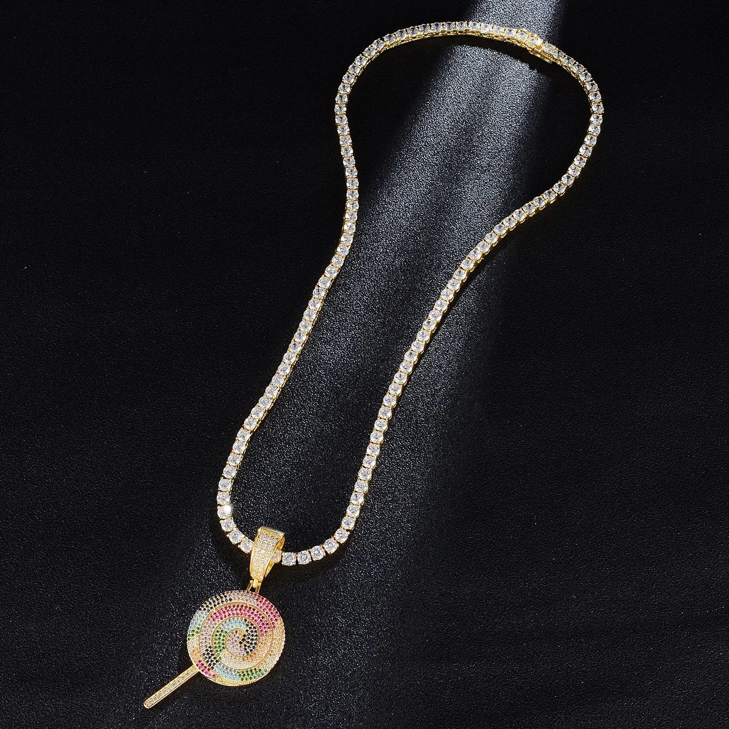 New Arrival Hiphop Hip Hop Zircon Full Diamond Colorful Rainbow Lollipop Pendant Necklace
New Arrival Hiphop Hip Hop Zircon Full Diamond Colorful Rainbow Lollipop Pendant Necklace