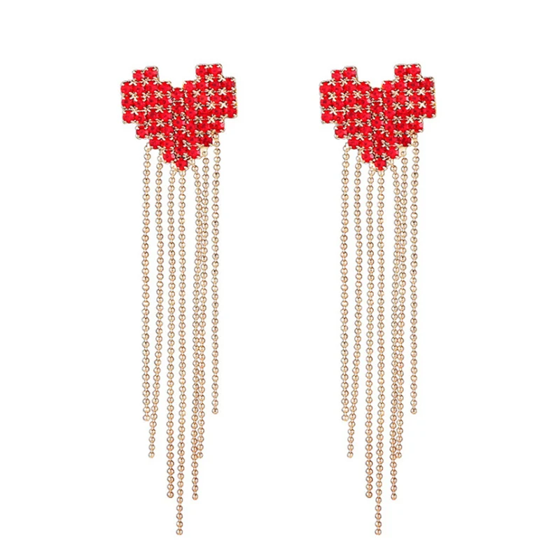 Fashion Lovely Heart Long Tassel Crystal Earrings Red Peach Boho Drop Earrings for Women Girls Best Gift Wholesale Jewelry 2020
Fashion Lovely Heart Long Tassel Crystal Earrings Red Peach Boho Drop Earrings for Women Girls Best Gift Wholesale Jewelry 2020