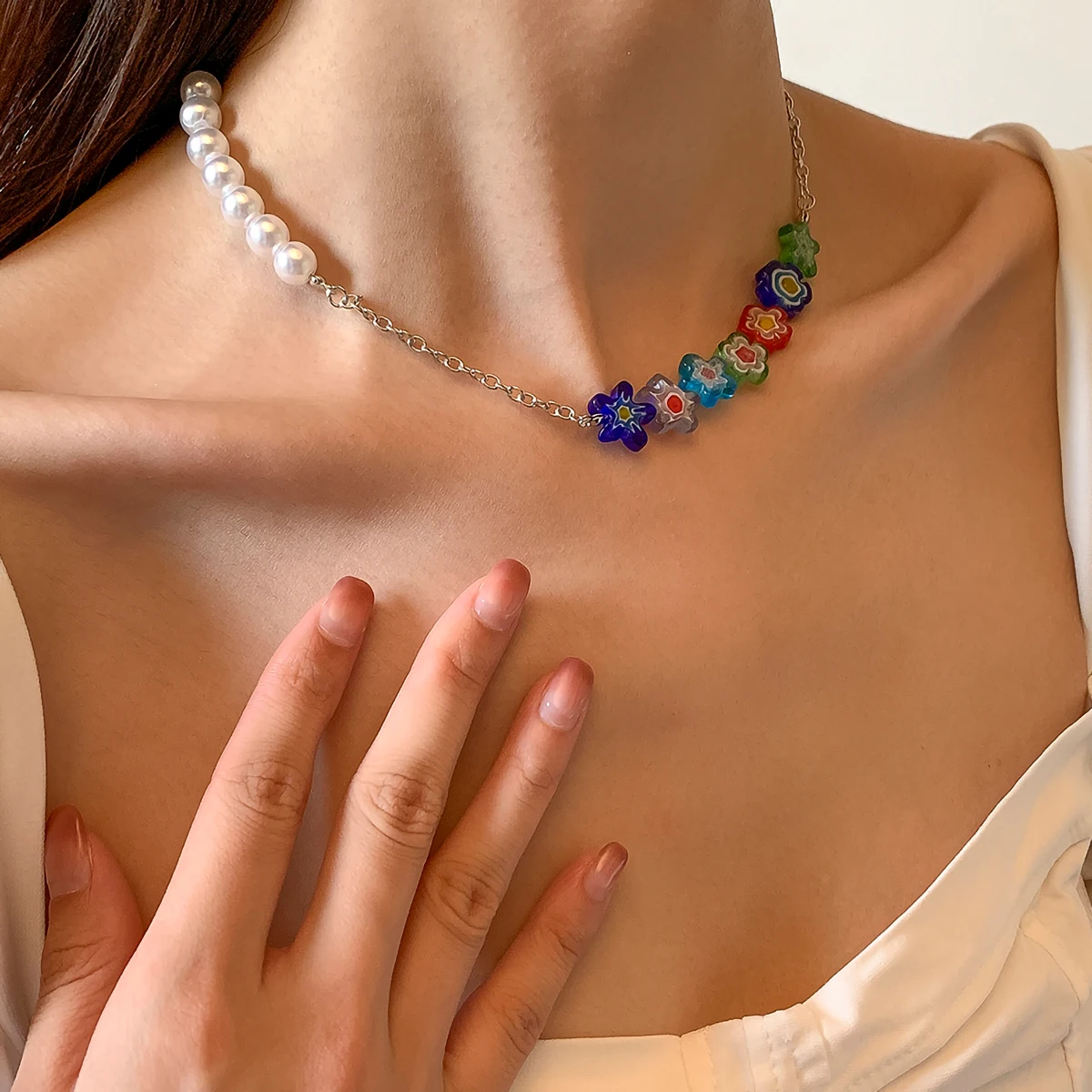 IngeSight.Z Korean Rainbow Colorful Cute Flower Choker Necklaces Boho Imitation Pearl Chain Collar Necklaces for Women Jewelry 
IngeSight.Z Korean Rainbow Colorful Cute Flower Choker Necklaces Boho Imitation Pearl Chain Collar Necklaces for Women Jewelry