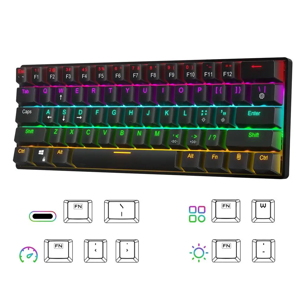 USB-клавиатура CK61 Механическая Проводная игровая со светодиодной подсветкой, для WIN2000/ XP/VISTA/WIN7/ WIN8/ WIN10
USB-клавиатура CK61 Механическая Проводная игровая со светодиодной подсветкой, для WIN2000/ XP/VISTA/WIN7/ WIN8/ WIN10