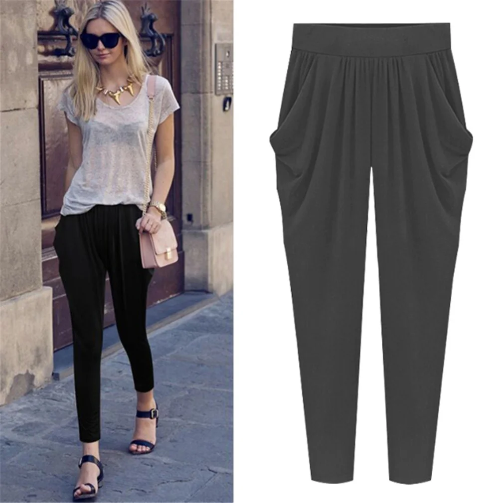 Womens Casual Pants Summer Loose Plus Size 5XL 6XL 8XL Street Fashion Trousers Stretchy With Pockets ouc726 | Женская одежда